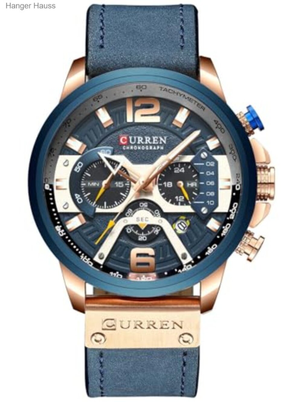 Mens Luxury Chronograph Dress Watch Leather Analog Business